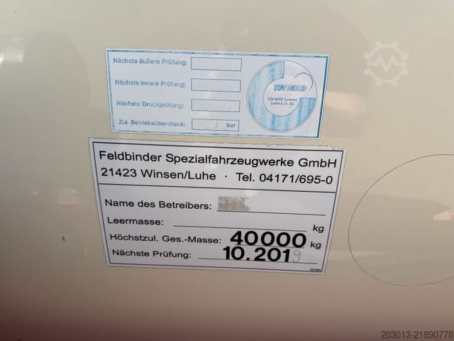 Silo semitrailer FELDBINDER KIP 48.3 Silo ADR 3 Achse 48.000 Liter