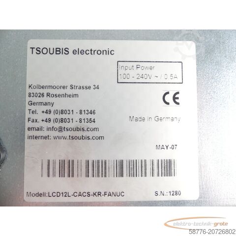 Component Tsoubis Electronic Ersatzmonitor für LCD12L-CACS-KR-FANUC ohne Kabel SN: 1280