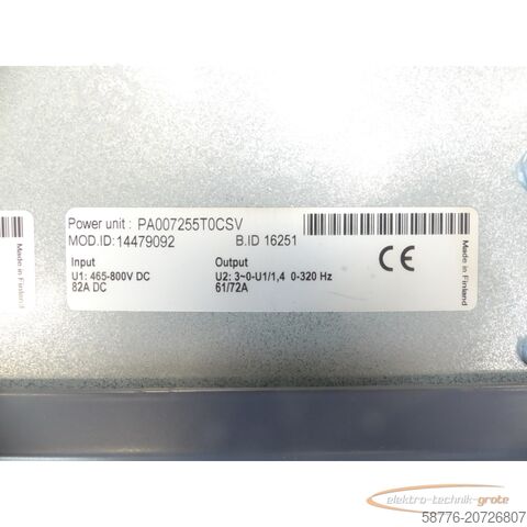 Component  Vacon NXI00725A5T0CSSA1AF000000 Frequenzumrichter SN: 14479088