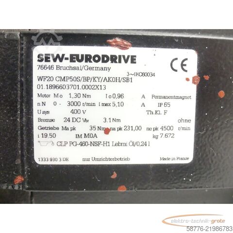 Steuerung SEW Eurodrive SEW WF20 CMP50S/BP/KY/AK0H/SB1 Schneckengetriebemotor SN 01.1896603701.0002X13