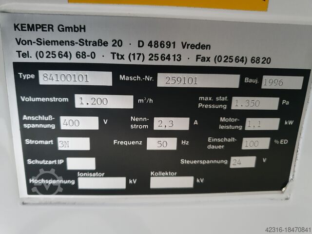 Welding fume extraction KEMPER 84100101