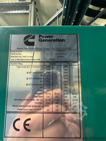 Generator NOW - Four Cummins 2,250 KVA Generators C2250 D5 Engine: QSK60-G9