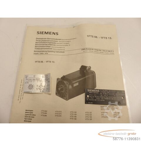 Control unit Siemens 1FT5066-0AF71-1-Z Servomotor + ROD 320 / 1000 + IP67  - ! -