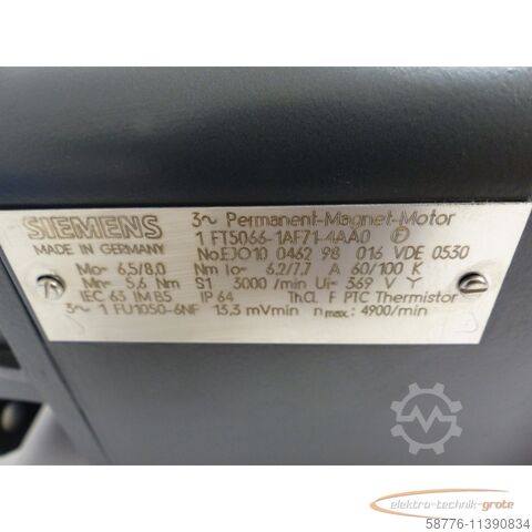 Control unit Siemens 1FT5066-1AF71-4AA0 Servomotor SN: EJO10046298016 - ! -