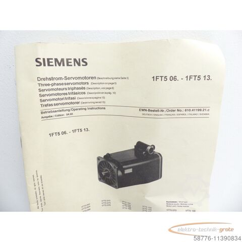 Control unit Siemens 1FT5066-1AF71-4AA0 Servomotor SN: EJO10046298016 - ! -