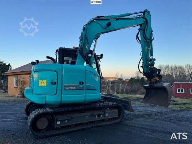 Raupenbagger Kobelco SK75SR-3E crawler excavator with rototilt, 4 bucke