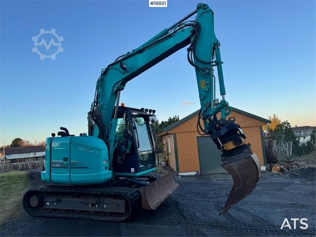 Raupenbagger Kobelco SK75SR-3E crawler excavator with rototilt, 4 bucke