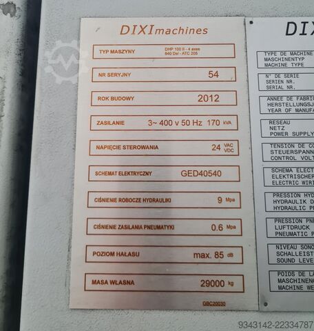 Horizontal-Bearbeitungszentrum DIXI DHP100 II