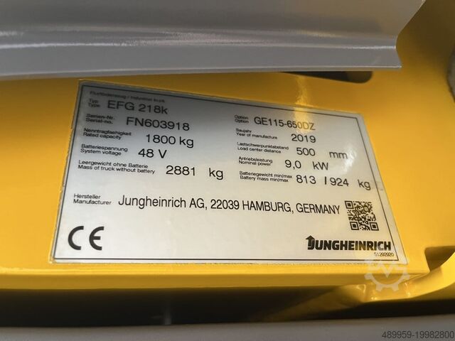 Elektro 3 Rad-Stapler Jungheinrich EFG 218k