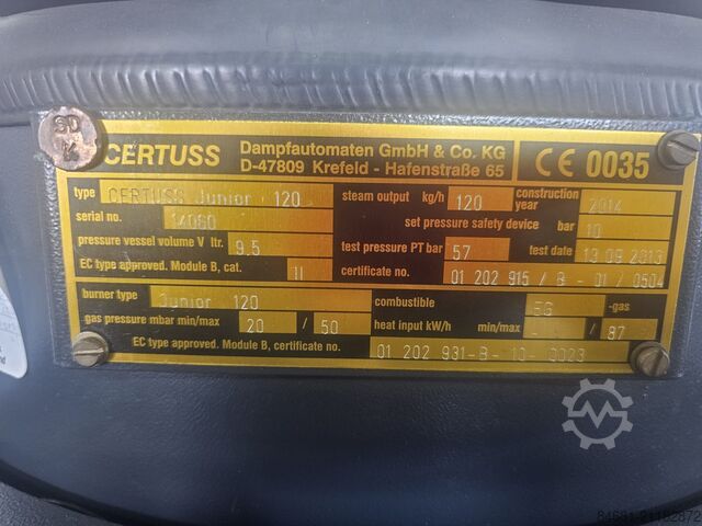 Dampferzeuger Schnelldampferzeuger Certuss Junior 120