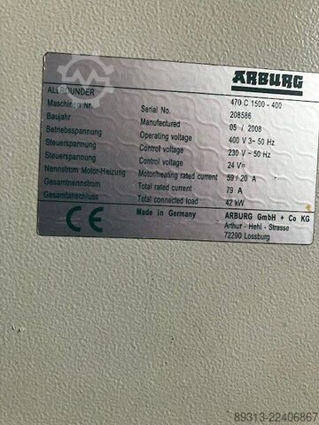 Injection molding machine Arburg 470 C 1500-400