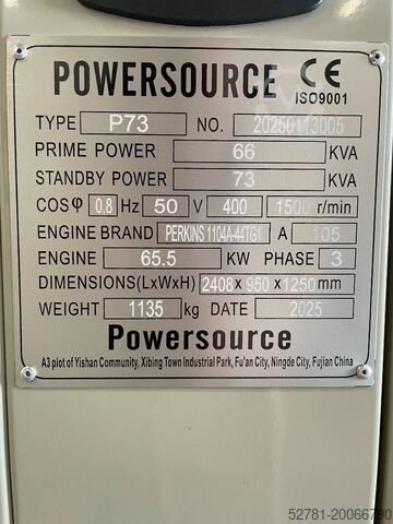 Generator set Perkins 1104A-44TG1 - 73 kVA Generator - DPX-19804.1