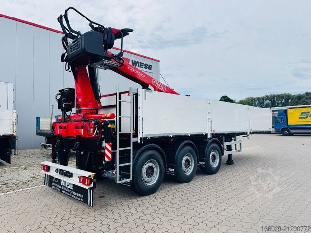 Auflieger  Wiese Baustoffauflieger mit Fassi Kran F240