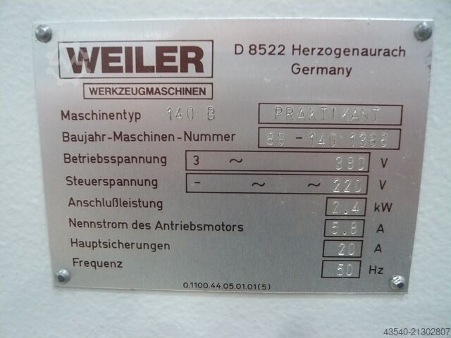 Leit-/Zugspindeldrehmaschine Weiler Praktikant 140B