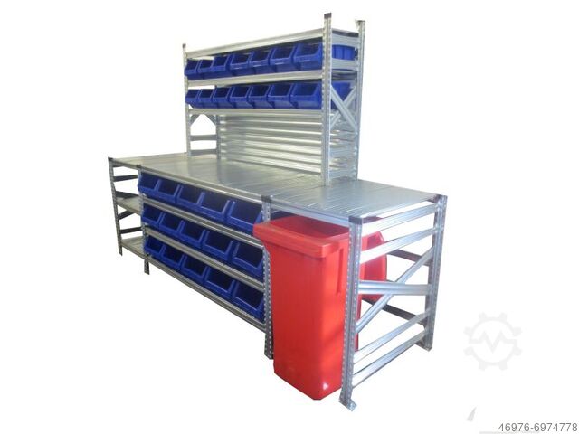 Packing table Picking table Table Kommisioniertisch / 2940 x 800 mm / inkl. Regal