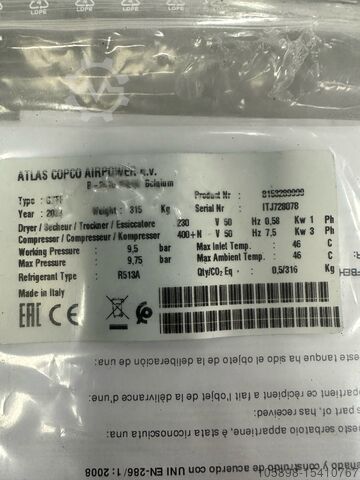 Neuer Atlas Copco G7FF Luftkompressor. Neuestes Modell Atlas Copco G7FF