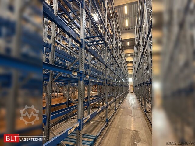 Schwerlastregal Industrieregal Hochregal SSI Schäfer PR600 – 14,10 lfm, Höhe 4,9m Boden + 2 Ebenen | Fachlast bis 3500 kg