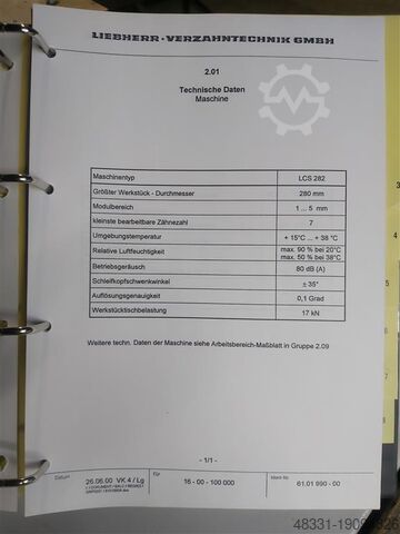 Zahnflankenschleifmaschine LIEBHERR LCS282