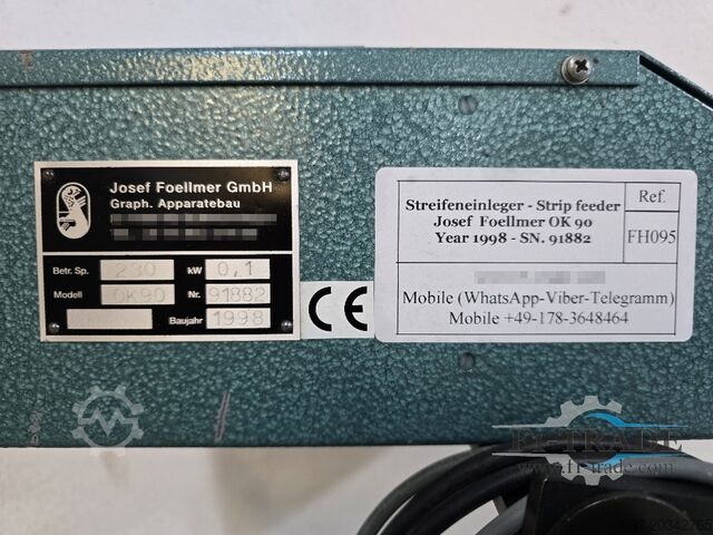 Streifeneinleger - Strip feeder Josef Foellmer OK 90