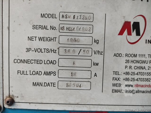 Hydraulische Tafelscheren ALLMAC industries 8 X 3200 MM