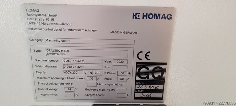Mehrspindelbohrmaschine Homag Drillteq H-600