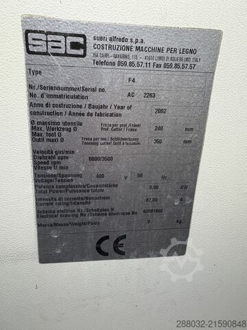 Window milling machine SAC F4 + F4 TL