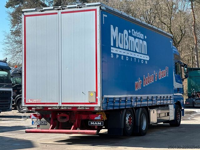 Flatbed truck with tarp MAN TGX 26.440 6x2 BL Plane & Retarder /EDSCHA