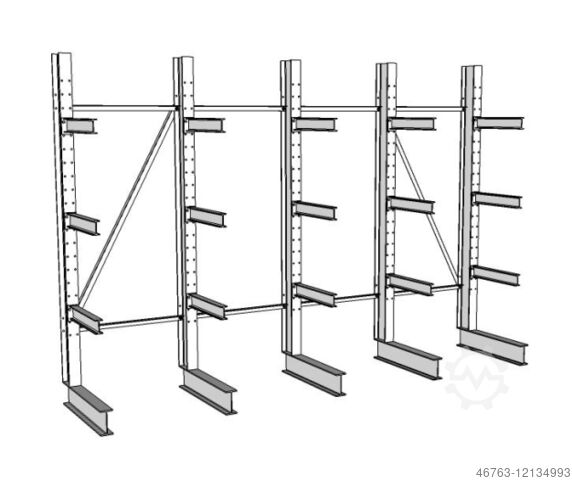Cantilever rack, 2.60m H, 80cm arms, 750kg/ Bruckkamp Kragarmregal