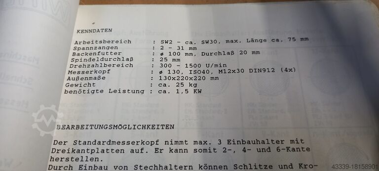 Mehrkantfräsgerät WITTE MKF 1001