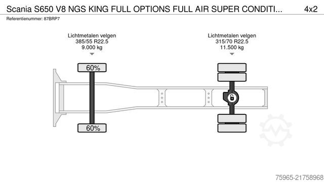 Standard tractor unit SCANIA S650 V8 NGS KING FULL OPTIONS FULL AIR SUPER CON