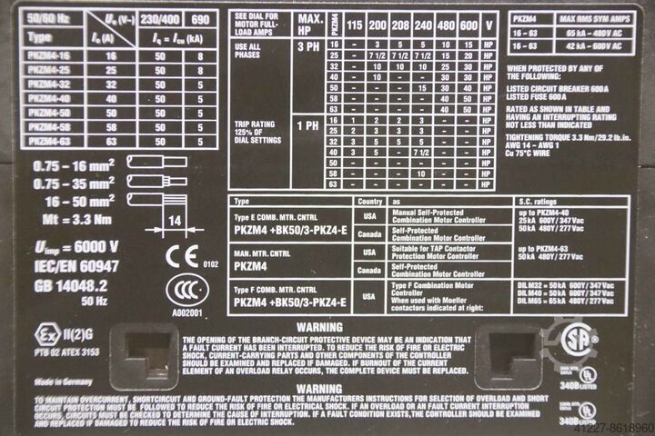 Motor protection switch Möller PKZM4-58