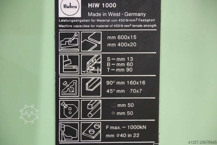 Profilstahlschere Stanze, 5-fach kombiniert Mubea HIW 1000
