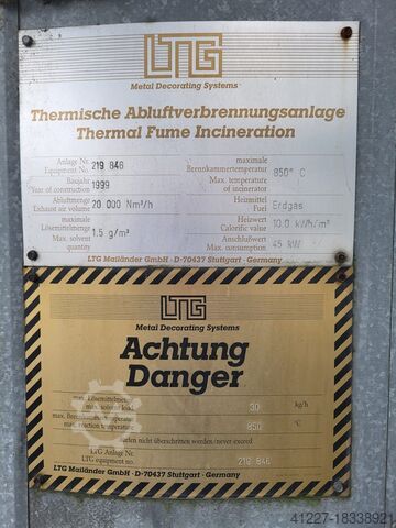 Thermal exhaust air incineration plant LTG 20000 Nm³/h