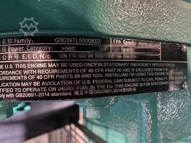 Aggregat Cummins C2250D5E - 2.250 kVA Genset - QSK50 - DPX-18536-B