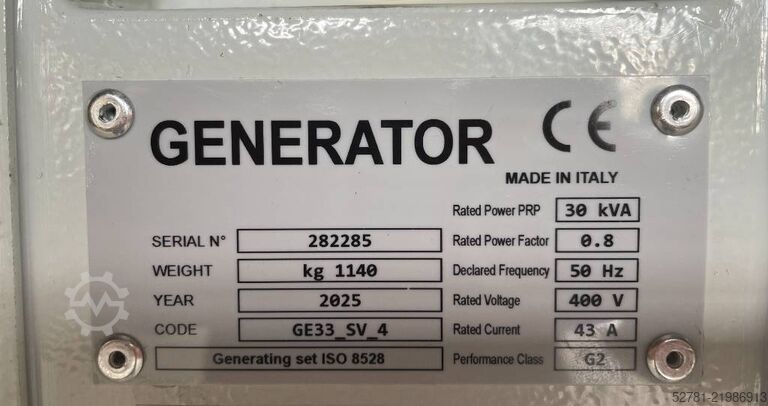 Aggregat Yanmar 4TNV98C - 33 kVA - Stage V Genset - DPX-19909