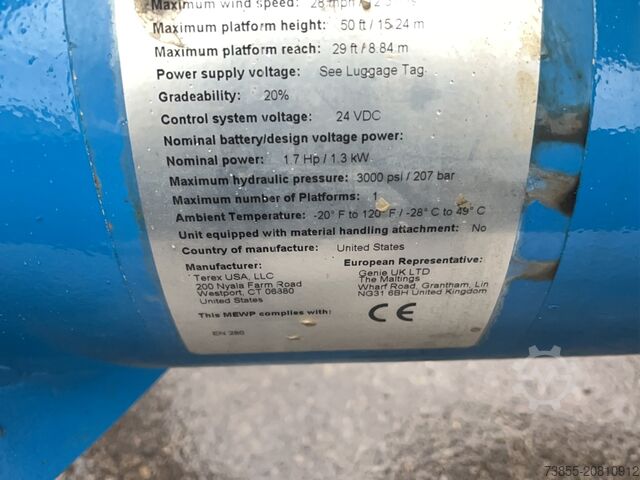 Trailer-Mounted Boom Lift Genie TZ-50 Hybrid w/Drive (17m)