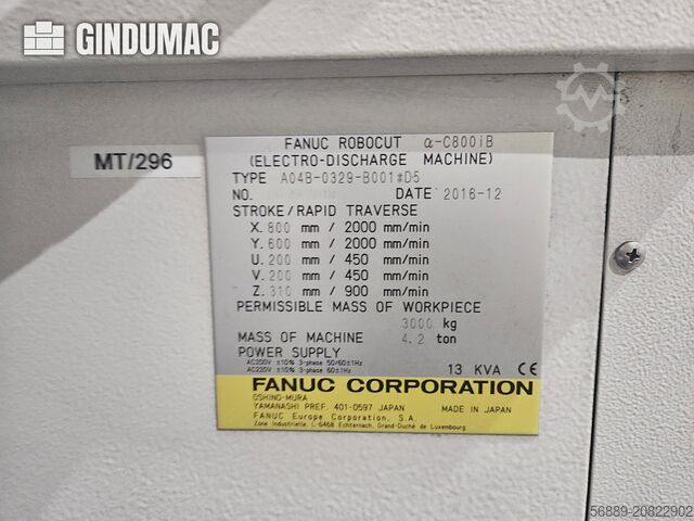 Wire EDM Machine FANUC ROBOCUT alpha C800iB
