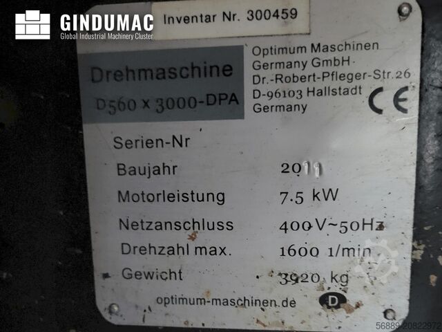 Horizontal-Drehmaschine Optimum D 560x3000