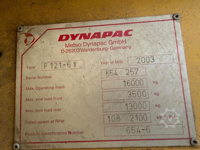 Wheeled asphalt paver Dynapac F121-6W