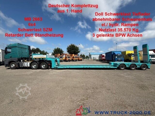 Autotransporter LKW Mercedes-Benz Arocs 2663 6x4+ Doll T3E Tieflader 3 gel. Achsen
