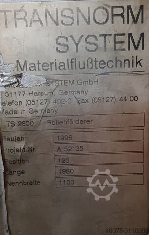 Roller conveyor sorter switch Transnorm TS2 800 1980-1250-1150