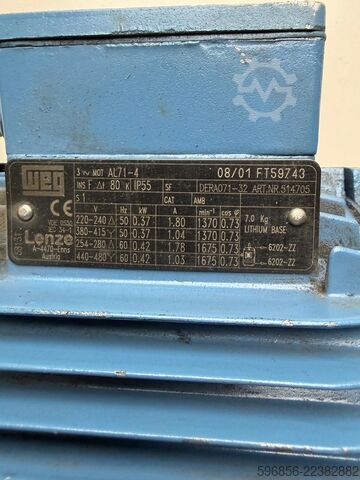  Motoreduktor Lenze GSN04-1NHAR silnik DERA071-32 0,37 kW 133 obr./min 22,6 Nm i=10 IP55 230/400 V Motoreduktor Lenze GSN04-1NHAR silnik DERA071-32 0,37 kW 133 obr./min 22,6 Nm i=10 IP55 230/400 V