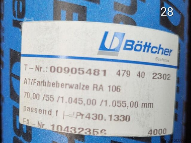 KBA RA 106 inking + dampening rollers KBA (Koenig & Bauer) inking + dampening rollers