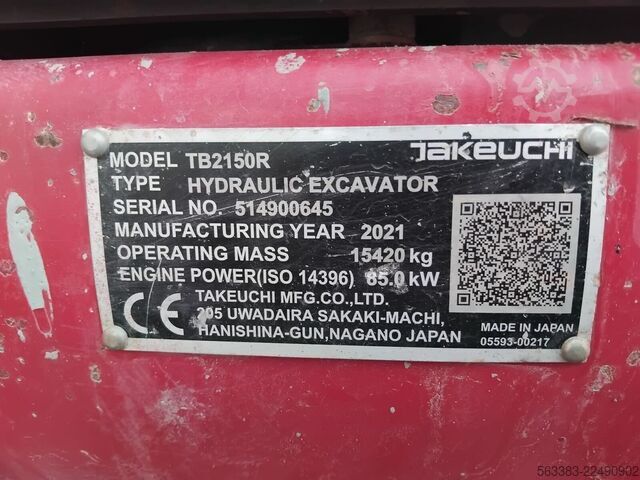 Mini excavator Takeuchi TB2150R
