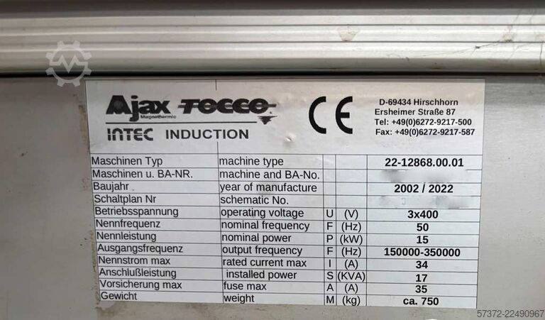 Induction Brazing Machine Ajax Tocco 22-12868.00.01
