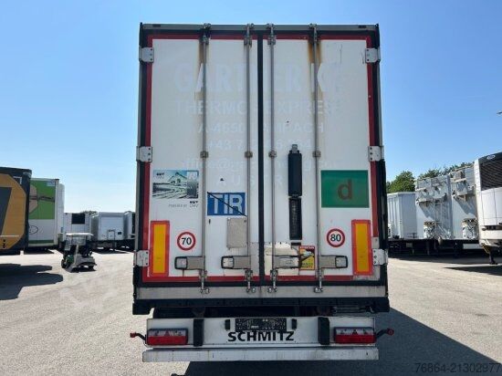 Tieflader-Sattelauflieger SCHMITZ SCB S3B SKO24, KüHLAUFLIEGER, TK SLXE 400,  LIFTACHSE, FLEISCHBAHNEN