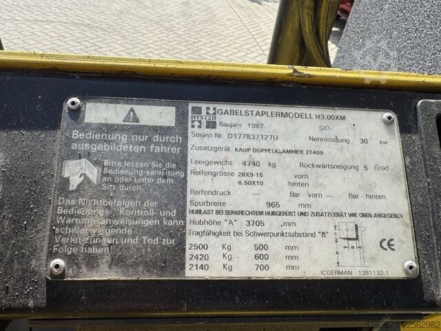Hyster H3.00XM Duplo 335 Seitenschub / Gabelversteller LPG 1997 HYSTER H3.00XM Duplo 335 Sideshift /  Vorkversteller LPG 1997