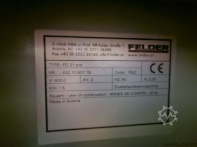 Dowel boring machine Felder FD 21 pro