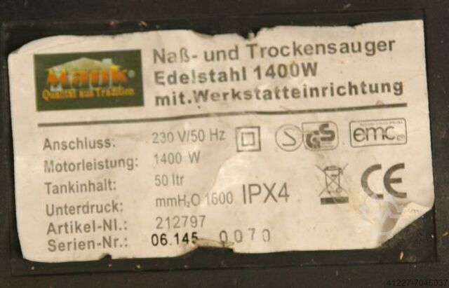 Industriestaubsauger MAUK Edelstahl 1400 W