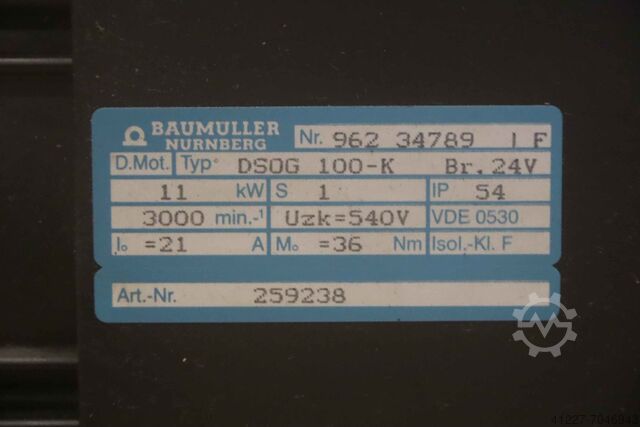 Three-phase synchronous motor 11 kW Baumüller SEW DSOG 100-K